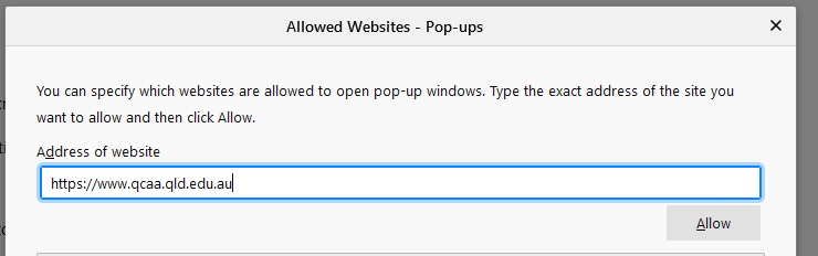Firefox: Adding to allowed sites